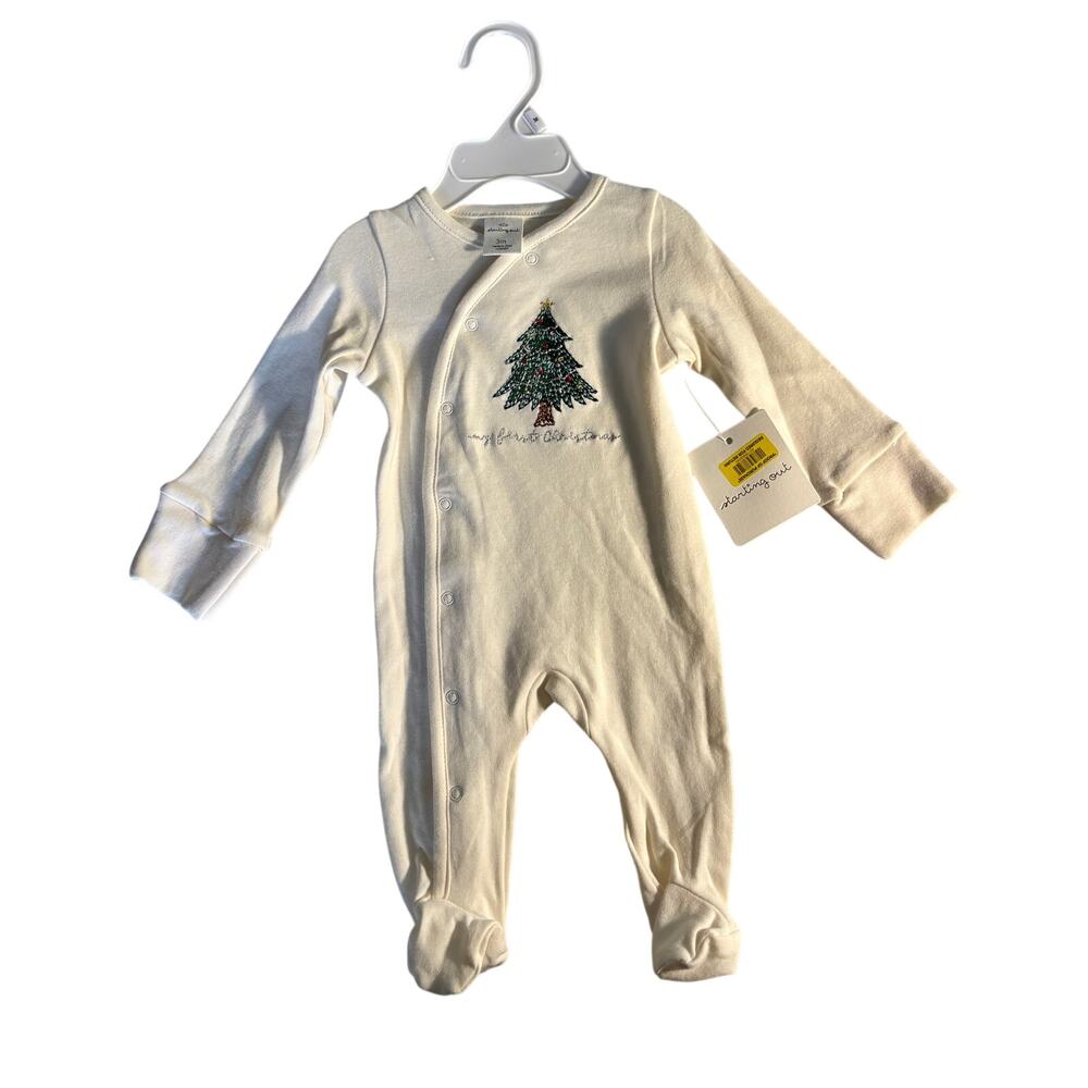 Starting Out My First Christmas Baby Sleeper 3M NWT Embroidered Tree